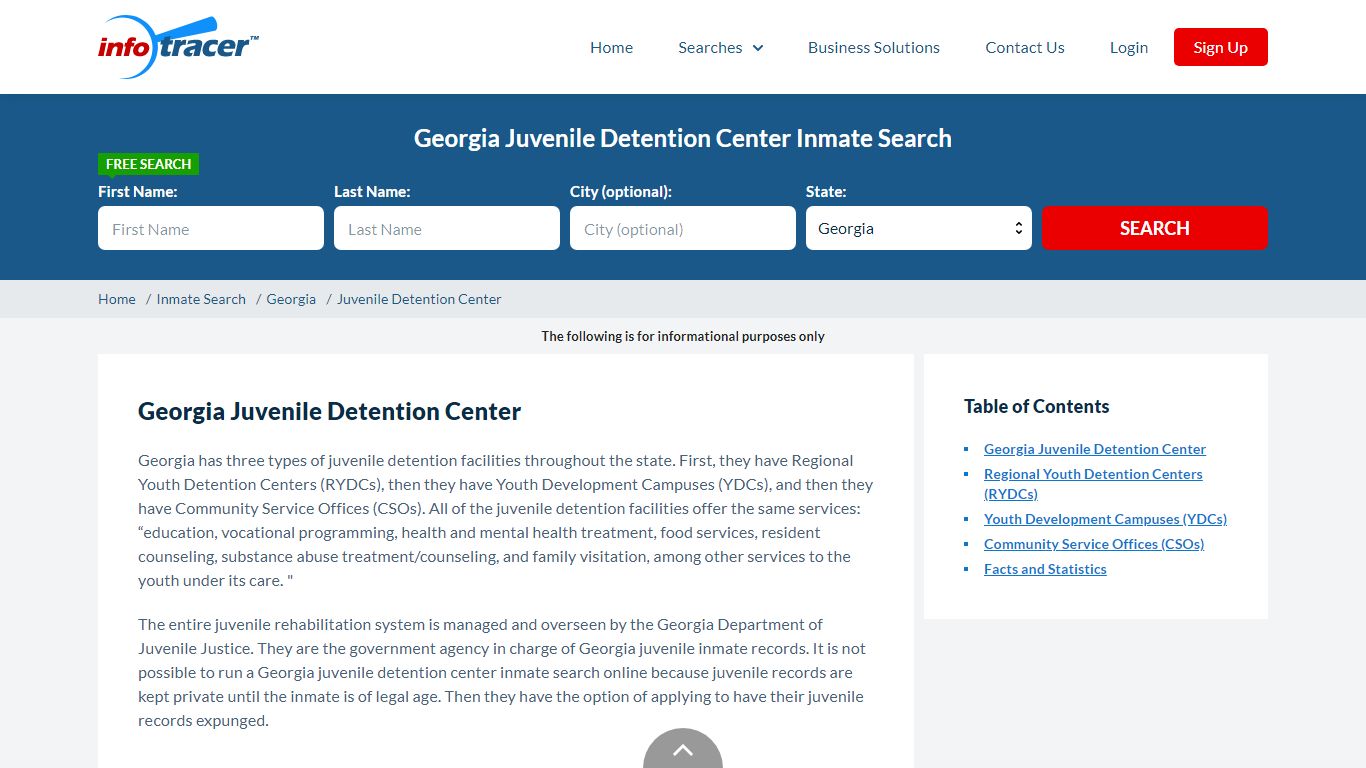 Georgia Juvenile Detention Center Inmate Search - InfoTracer